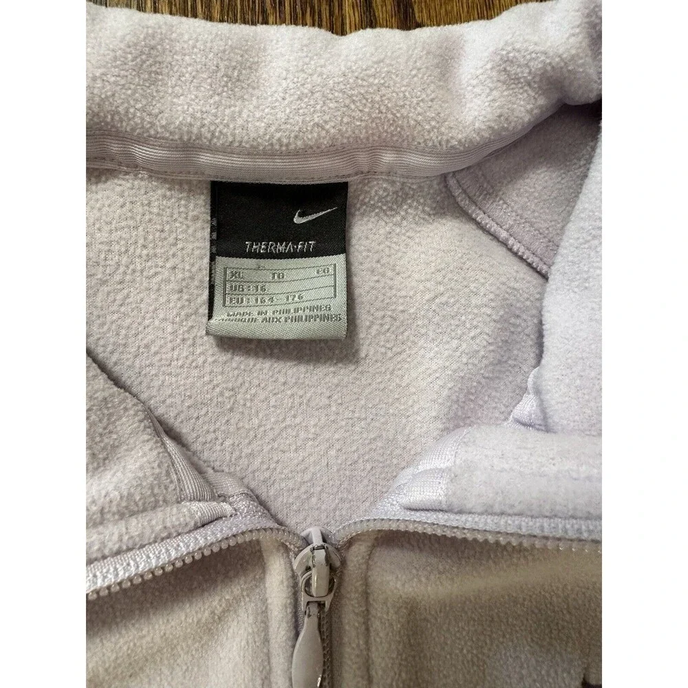 NIKE Girls ThermaFit Fleece Vest Size XL‎ Full Zip Light Purple Zip Pockets EUC